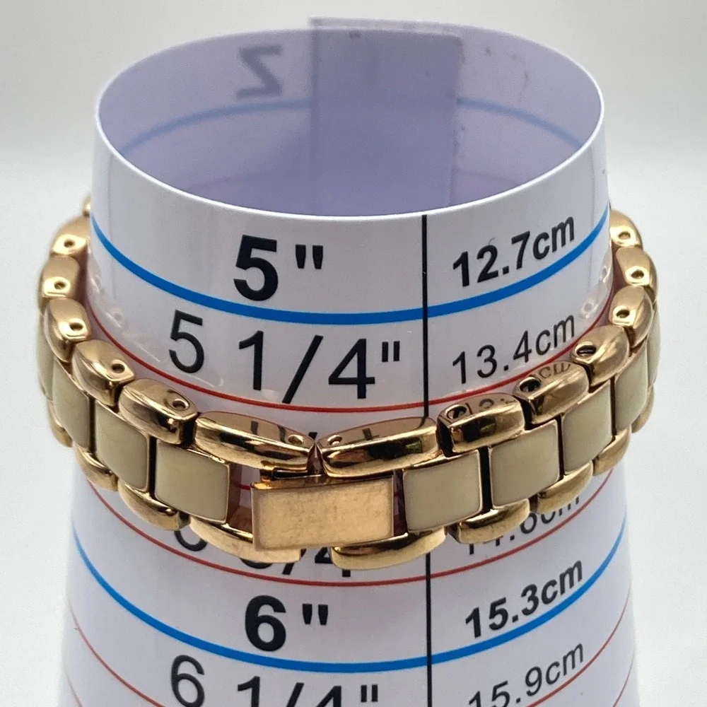 Armitron Women's Watch 27mm Rose Gold Tone Ivory Enamel New Battery SMALL 5.75